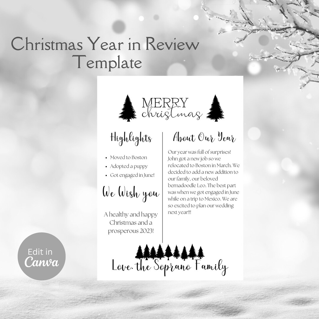 Christmas Year in Review Template, A Year in Review, Year in Review Christmas Card, Year in