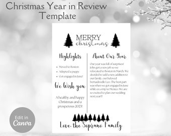 Christmas Year in Review Template, A Year in Review, Year in Review Christmas Card, Year in Review Card Template, 2022 Year in Review Card