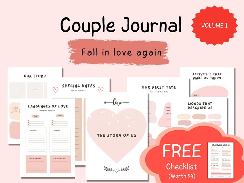 Koppelplanner | Koppeldagboek | Relatieplanner Relatie | Relatietherapie | Afdrukbare planner | Direct downloaden | Gesprek afbeelding 1