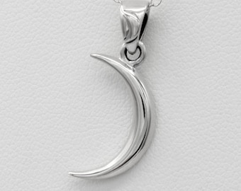 Moon Necklace Silver, Small Sterling Silver Wiccan Witch Pagan Jewelry, Small Tiny Dainty Crescent Moon Pendant, 16" - 30" Cable Chain