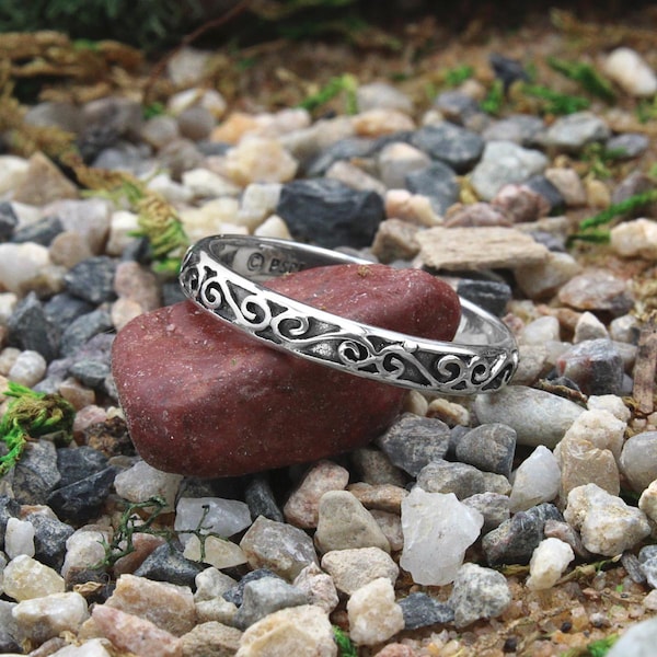 Celtic Stacking Ring - .925 Sterling Silver Thin Stacking Ring Sizes 4-15