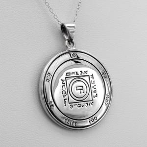 Colar com pingente do quinto pentáculo de Vênus - Sigilo do selo da chave de Salomão em prata esterlina - Talismã planetário do quinto pentáculo de Vênus para o amor