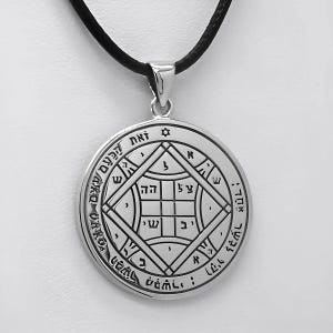 Colar com Pingente do Quarto Pentáculo de Vênus - Selo da Chave de Salomão em Prata de Lei - Talismã Planetário do 4º Vênus para Amuleto do Amor