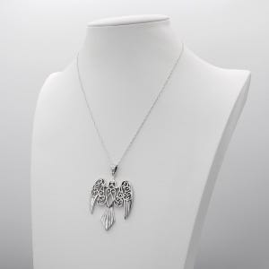 Extra Large Morrigan Raven Necklace - .925 Sterling Silver Celtic Raven Crow Pendant Pagan Wiccan Witch Goddess Jewelry