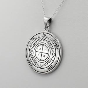 Fifth Pentacle of Saturn Pendant - Sterling Silver Key of Solomon Sigil Necklace - King Solomon Seals Planetary Talisman Protection Amulet