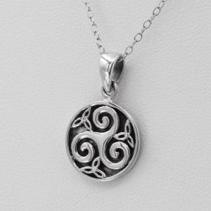 Celtic Triskelion Pendant Necklace for Women - .925 Sterling Silver Small Celtic Charms De Triskelion Jewelry