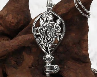 Frigga Key Necklace - Norse Mother Goddess Frigg Pendant - .925 Sterling Silver Goddess of Prophecy and Motherhood - Pagan Jewelry