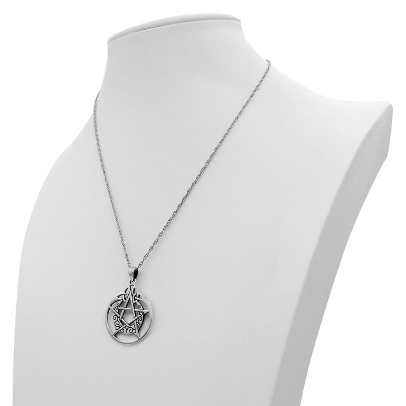 Wicca Protection Pentagram Pendant - .925 Sterling Silver Crescent Moon ...