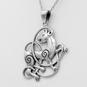 Celtic Wolf Pendant Necklace, Sterling Silver Pagan Wolf, Nickel Free Druid Nature Jewelry for Men and Women