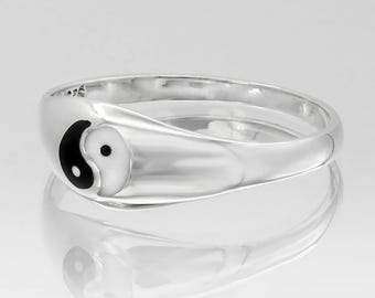Yin Yan Ring Sizes 2-9 | .925 Sterling Silver Thin Balance Jewelry
