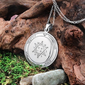Second Pentacle of Jupiter Pendant - Sterling Silver Key of Solomon Sigil Necklace - Planetary Seal Talisman Wealth Amulet