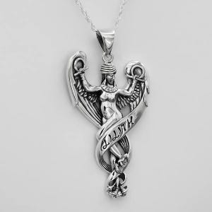 Goddess Lilith Pendant Necklace - Solid .925 Sterling Silver Wiccan Witch Feminist Jewelry - Sumerian Goddess of Women&#39;s Liberation