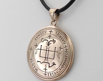 Archangel Gabriel Sigil Necklace - Bronze Archangel Seal Pendant - Grimoire of Armadel Angel Gabriel Jewelry - Protection Talisman