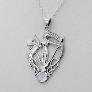 The Morrigan Pendant Necklace - .925 Sterling Silver Celtic Goddess of War, Fate and Death - Pagan Wiccan Goddess Morrighan Jewelry
