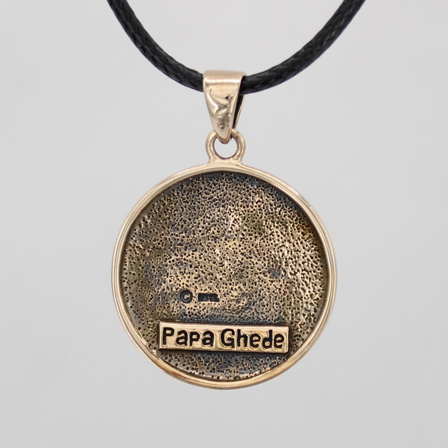 Papa Gede Necklace | Bronze Voodoo Veve Pendant | Guede Amulet 