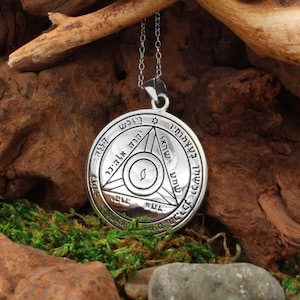 Fourth Pentacle of Saturn Pendant - Sterling Silver Key of Solomon Sigil Necklace - King Solomon Seals Planetary Talisman Protection Amulet