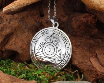 Fourth Pentacle of Saturn Pendant - Sterling Silver Key of Solomon Sigil Necklace - King Solomon Seals Planetary Talisman Protection Amulet