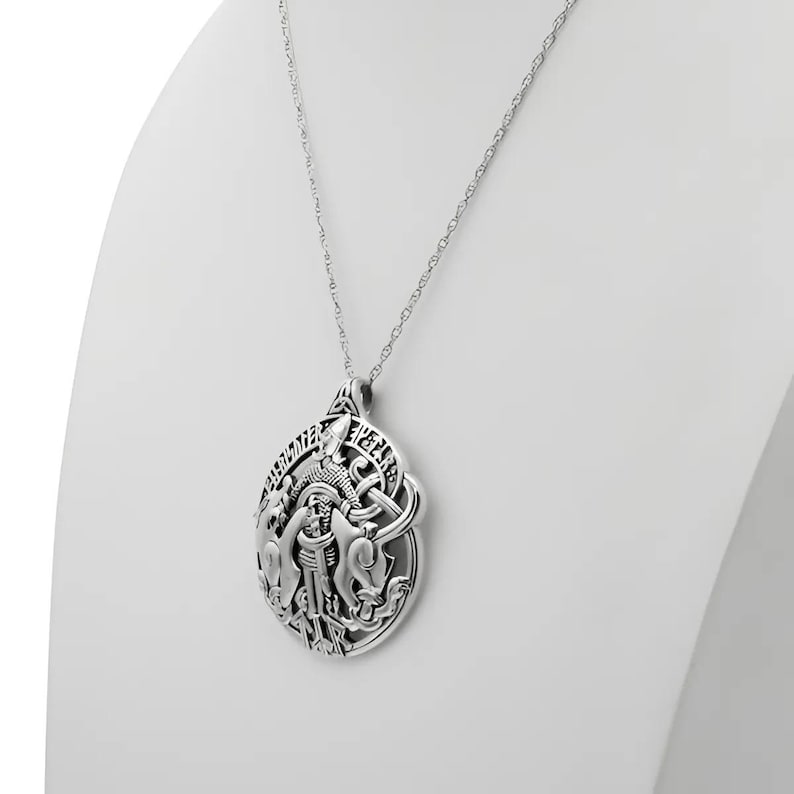 Sterling Silver Norse Viking God Tyr Pendant Necklace