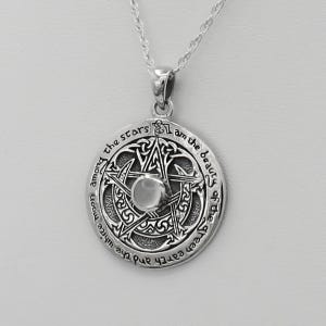 Moon Pentagram Necklace Moonstone Witch Pendant