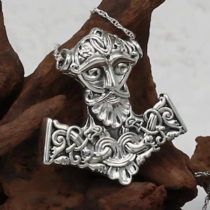 Thors Hammer Pendant - Large 925 Sterling Silver Mjolnir Necklace for Men or Women - Norse Viking Jewelry