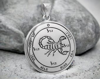 Pendentif cinquième pentacle de Mars - Collier sceau de la clé de Salomon en argent sterling - Amulette Talisman planétaire de protection spirituelle