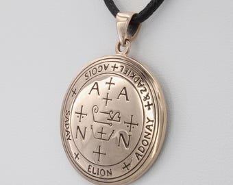 Archangel Zadkiel Sigil Necklace - Bronze Archangel Sigil Pendant - Grimoire of Armadel Angel Seal Jewelry - Archangel of Mercy Talisman