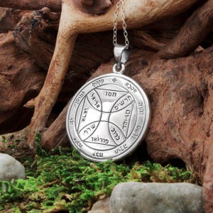 Seventh Pentacle of the Sun Pendant Necklace - Sterling Silver Key of Solomon Seal Sigil - Planetary Talisman for Freedom Amulet