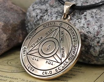 Fourth Pentacle of Saturn Necklace - Solid Bronze Talisman for Defense