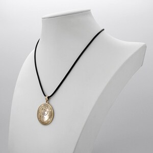 Gold Archangel Michael Pendant with Black Necklace Cord