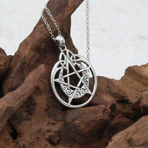 Wicca Protection Pentagram Pendant - .925 Sterling Silver Crescent Moon ...