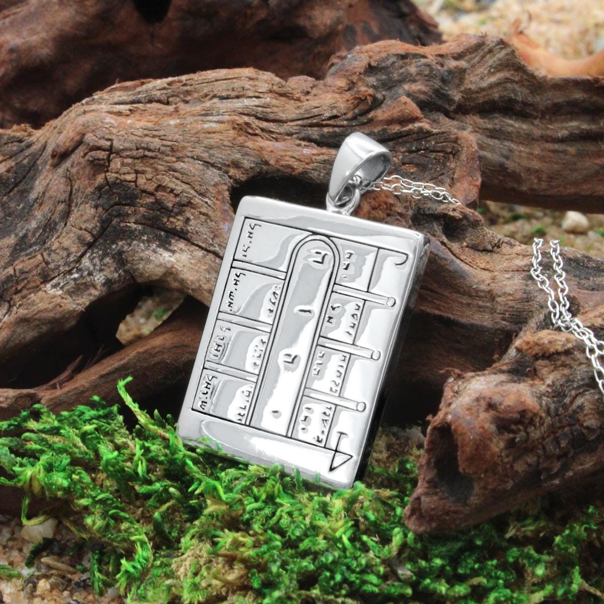 First Pentacle of the Moon Pendant - Sterling Silver Key of Solomon Sigil Necklace - King Solomon Seals Planetary Talisman Intuition Amulet