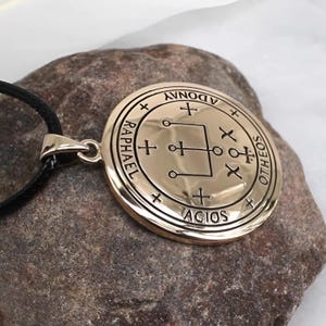 Archangel Raphael Sigil Necklace - Bronze Archangel Healers Talisman - Grimoire of Armadel Angel Seal - Archangel Pendant for Men or Women