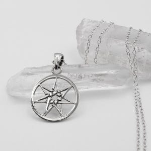 Fairy Star Pendant - Faery Star 7 Pointed Star Necklace - .925 Sterling Silver Elven Star Necklace - Wiccan Pagan Jewelry