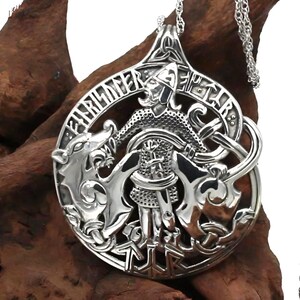 Tyr and Fenrir Fenris Pendant Jewelry - Norse Pagan Necklace