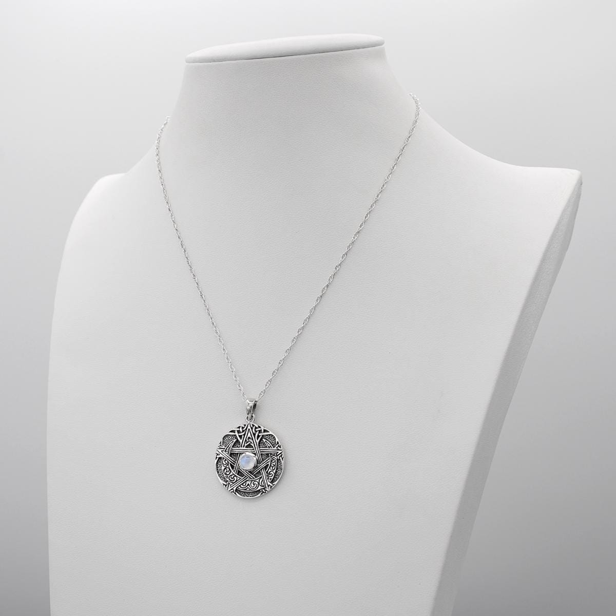 Celtic Moon Pentacle Pendant - Sterling Silver Pentagram Necklace ...