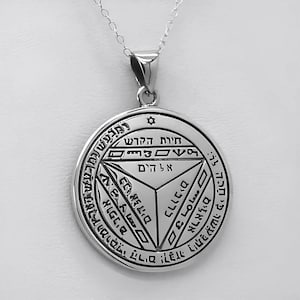 Seventh Pentacle of Saturn Pendant - Sterling Silver Key of Solomon Sigil Necklace - King Solomon Seals Planetary Talisman Eloquence Amulet
