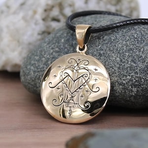 Erzulie Freda Necklace -  Ezili Freda Voodoo Veve Symbol Pendant - Loa of Love Bronze Vodou Amulet Jewelry