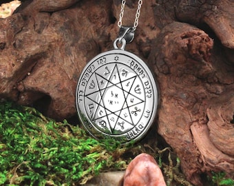 Seventh Pentacle of Mars Pendant Necklace - Sterling Silver Key of Solomon Seal Sigil - Planetary Talisman of Protection and Strength Amulet