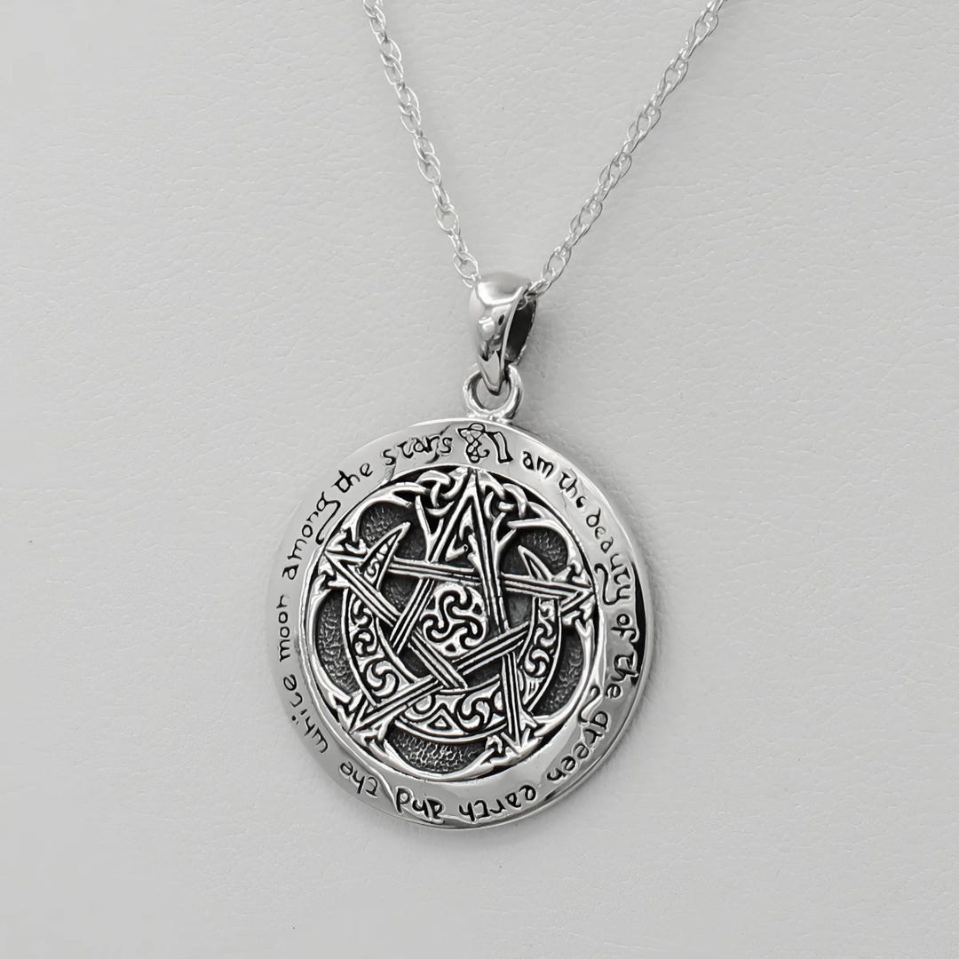 Celtic Moon Pentacle Pendant - .925 Sterling Silver Pentagram Necklace ...