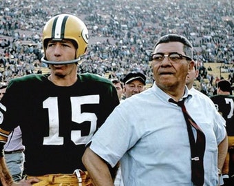 Hall of Famers BART STARR and Vince Lombardi Glossy 8x10 Photo Green Bay Packers Print Football Poster