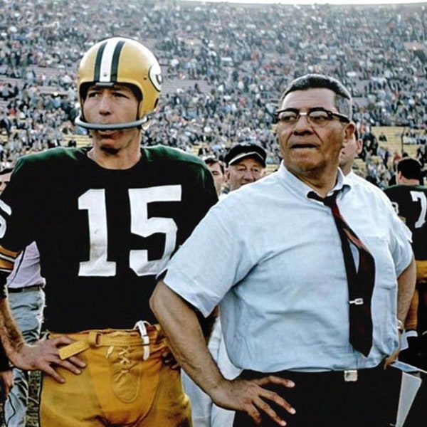 Hall of Famers BART STARR and Vince Lombardi Glossy 8x10 Photo Green Bay Packers Print Football Poster