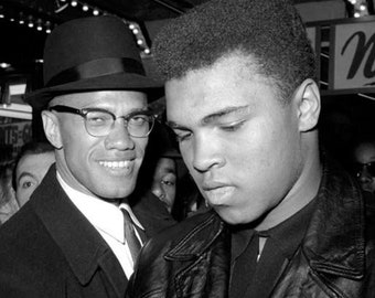 Heavyweight Champion MUHAMMAD ALI and MALCOLM X Glossy 8x10 or 11x14 Photo Print Civil Rights Poster