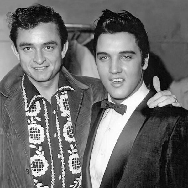 Famous Singers ELVIS PRESLEY and Johnny Cash Glossy 8x10 or 11x14 Photo Print Celebrity Poster