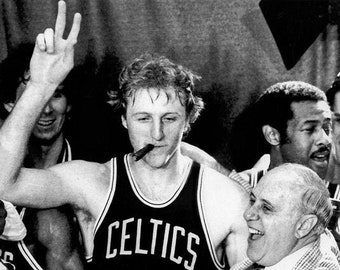 Basketball Legend LARRY BIRD and RED Glossy 8x10 or 11x14 Photo Boston Celtics Print 1986 Basketball Champs Poster