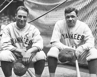 BASEBALL LEGENDS Lou Gehrig and Babe Ruth Glossy 8x10 or 11x14 Photo New York Yankees Print Hall of Fame Poster