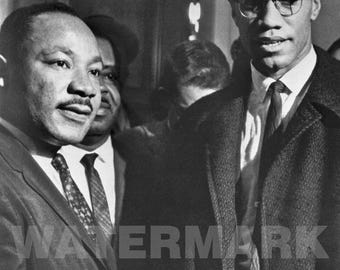 Martin Luther King Jr and Malcolm X Glossy Photo: Civil Rights Black History Print