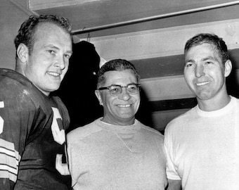 Hall of Famers BART STARR, Paul Hornung and Vince Lombardi Glossy 8x10 Photo Green Bay Packers Print Football Poster