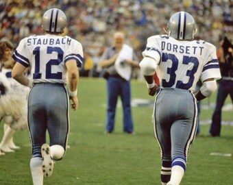 ROGER STAUBACH and Tony Dorsett Glossy 8x10 or 11x14 Photo Dallas Cowboys Print Football Poster
