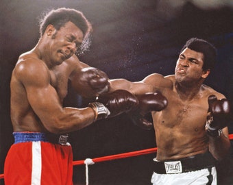 1974 Heavyweight Boxers MUHAMMAD ALI versus George Foreman Glossy 8x10 or 11x14 Photo Print Championship Match Poster