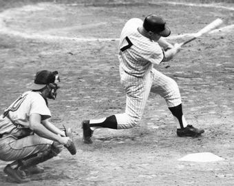 Mickey Mantle Glossy Photo, New York Yankees Baseball Print